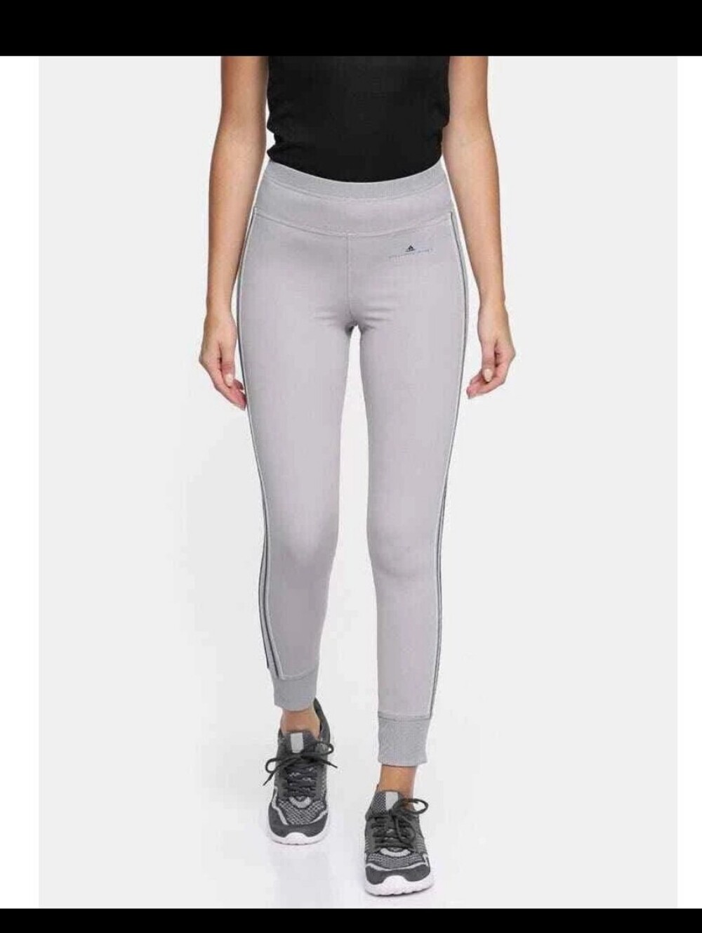 Adidas x Stella McCartney Gray Striped Athletic Comfort Leggings Size M